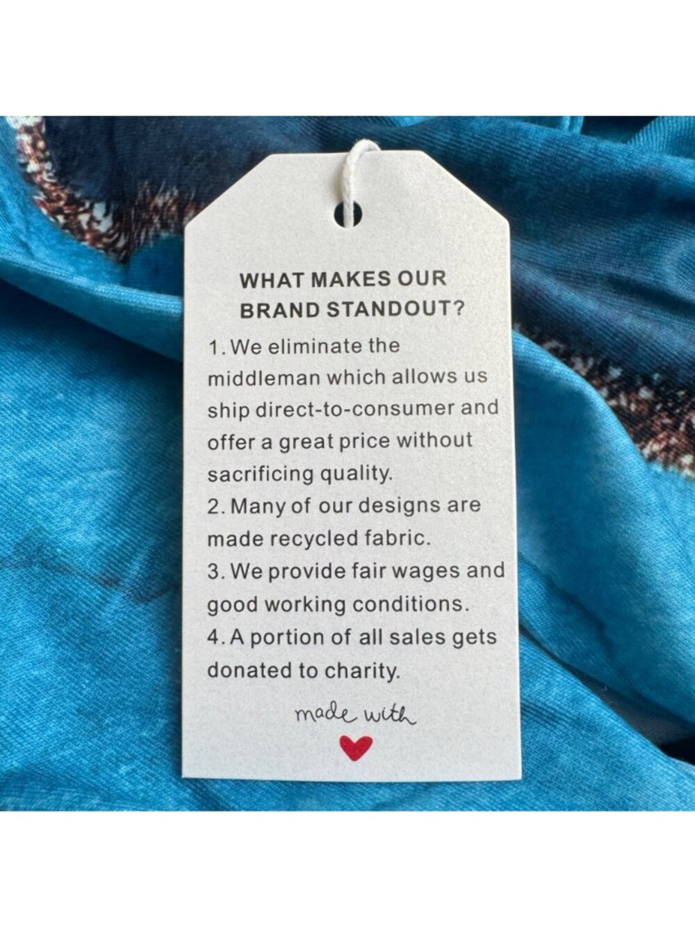 Made with Love NEW Blouse Cowl Neck Teal Long Sleeve Women's XXL Marble - Picture 6 of 9